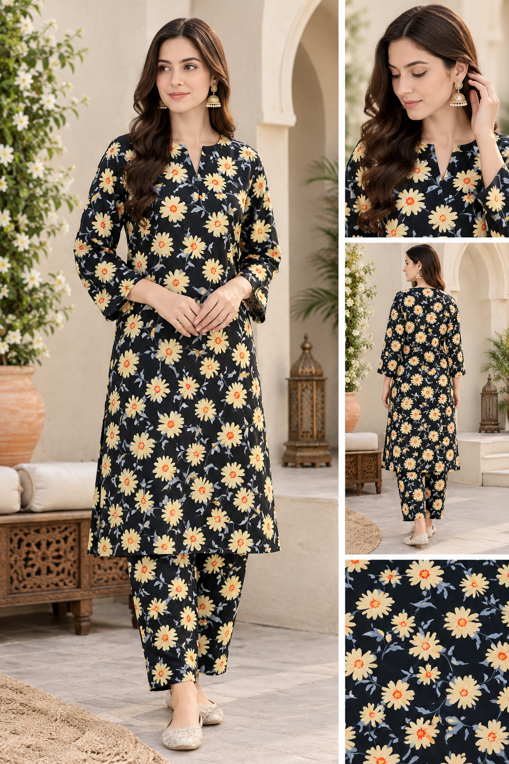 Premium Stone Linen All-Over Printed 2-Piece Suit – Matching Shirt &amp; Trouser