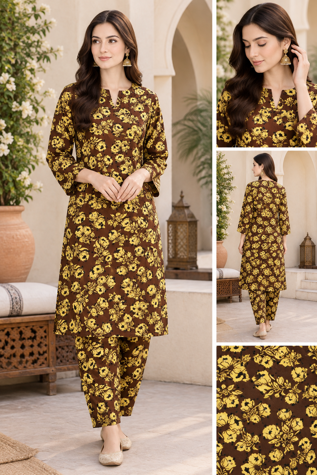 Premium Stone Linen All-Over Printed 2-Piece Suit – Matching Shirt & Trouser