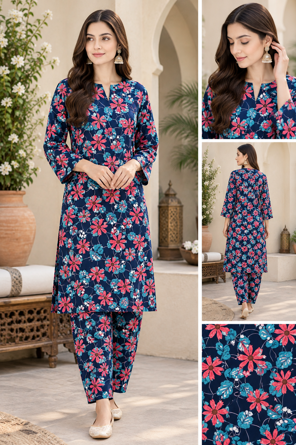 Premium Stone Linen All-Over Printed 2-Piece Suit – Matching Shirt & Trouser