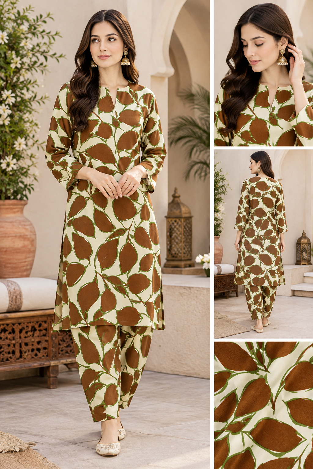 Premium Stone Linen All-Over Printed 2-Piece Suit – Matching Shirt &amp; Trouser